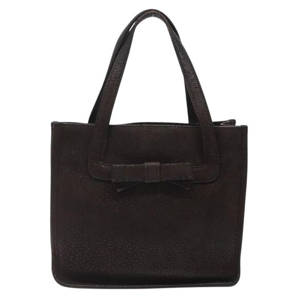 PRADA Hand Bag Leather Brown Silver - Picture 2 of 9